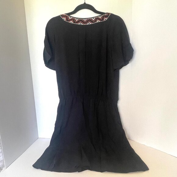 Tory Burch Black Mini Dress with Red Embroidery - Picture 3 of 11